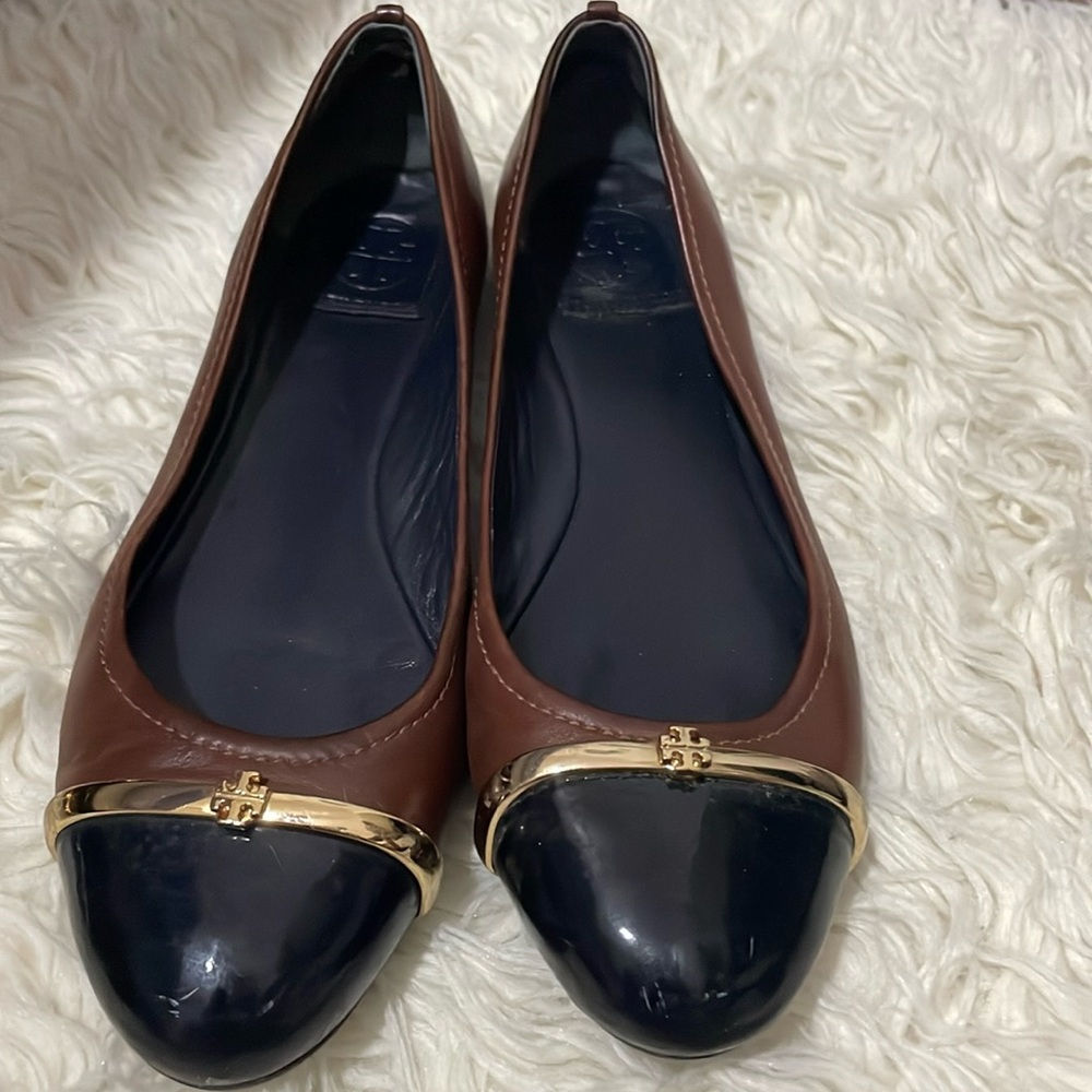 Tory Burch leather and Patent Ballet Shoes